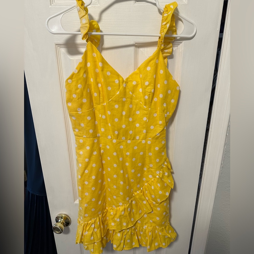 Karlie - yellow polka dot dress